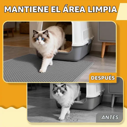 Vista 5 de Pieviev - Alfombrilla grande para arena de gato Honeycomb Litter Trapping Mat Captures Scattered Particles to Stop Tracking, Waterproof Base Gris