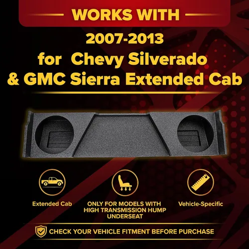 Vista 8 de QPower - Carcasa doble de subwoofer Downfire de 12 pulgadas, subcaja Q-Bomb compatible con Chevy Silverado XCab y GMC Sierra XCab 2007-2013