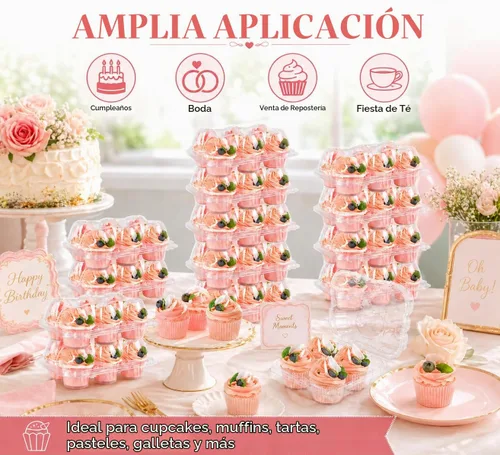 Vista 7 de Soporte para cajas de contenedores de mini cupcakes, 6 unidades con 200