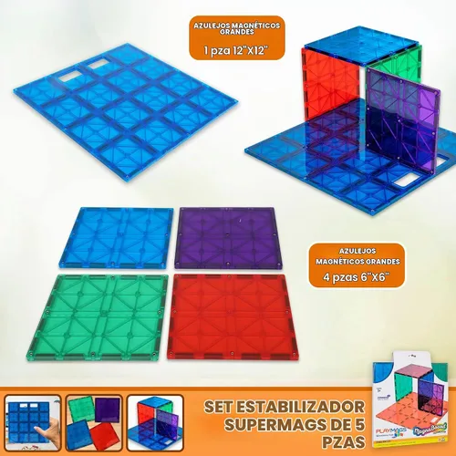 Vista 2 de Playmags Juego de Estabilizador de Construcción Súper Duradero, Gran Complemento para Todos los Juegos de Azulejos Magnéticos, Funciona con Todas