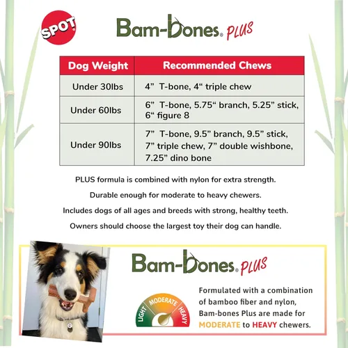 Vista 2 de SPOT Bam-Bones Plus Branch - Fibra de bambú y nailon, masticable duradero y de larga duración para perros masticadores agresivos, gran juguete