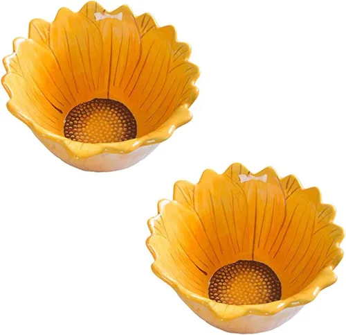Vista 6 de Tazón de caramelo de 6 pulgadas, cuenco de aperitivos en forma de girasol.
