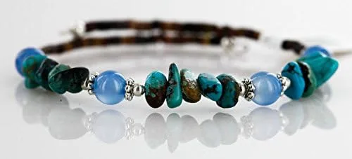 Vista 3 de $90Tag Certificado Navajo Turquesa Azul Cuarzo Nativo Americano Pulsera WRAP 12750 Hecho por Loma Siiva, Metal Piedra, Turquesa estabilizada