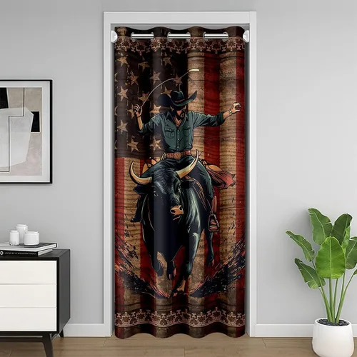 Vista 31 de Manfei Bonita cortina de puerta de gato negro Kawaii para puerta de armario, cortinas opacas con temática de animales estrellados, cortina opaca
