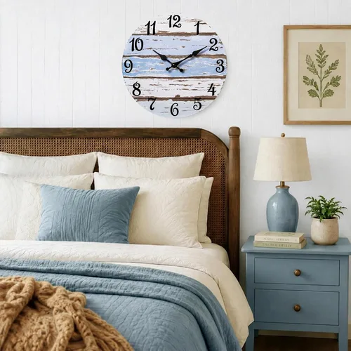 Vista 8 de 8 Inch Silent Wall Clock, Battery Operated, Blue White A-blue White