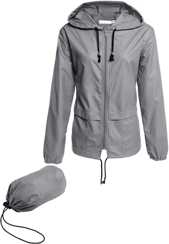 Vista 12 de Avoogue - Chaquetas de lluvia para mujer, diseño ligero, con capucha, para exteriores, impermeables, cortavientos Verde militar