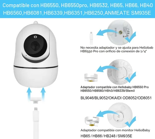 Vista 2 de Soporte para monitor de bebé compatible con HelloBaby HB6550/HB65/HB66/HB248, ANMEATE SM935E cámara de monitor de bebé de 15.7 pulgadas con clip