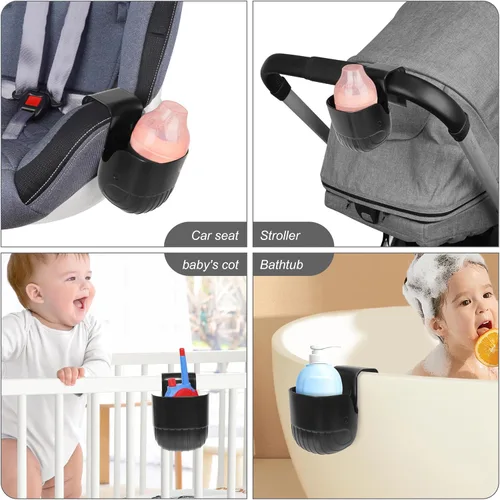Vista 5 de Portavasos universal para asientos de coche, cochecitos de bebé, sillas de ruedas y más - Negro (1)
