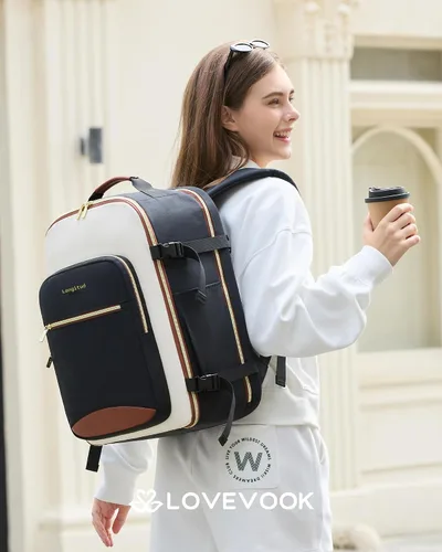 Vista 2 de LOVEVOOK Mochila de viaje grande para mujeres y hombres, mochila de transporte de 40 litros para aviones, bolsa de viaje para artículos personales