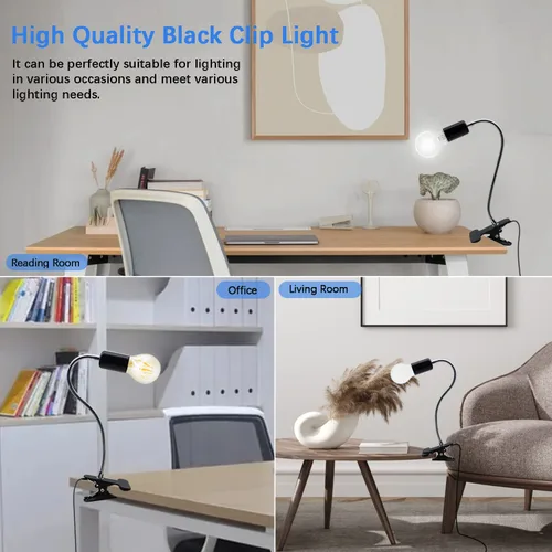Vista 7 de E26/E27 Soporte de lámpara de escritorio Clip de alambre para el cuello Clip de abrazadera en la luz Flexible de cuello de cisne Abrazadera