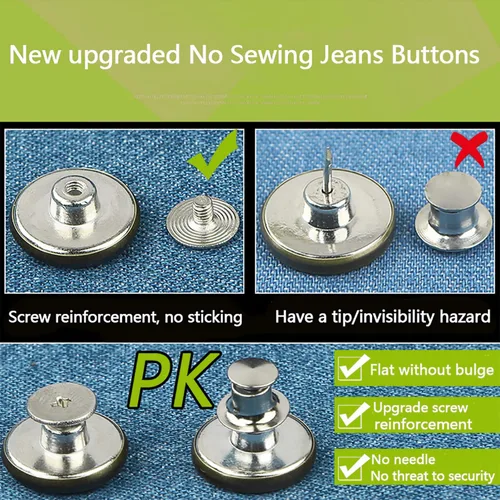 Vista 7 de GIYOMI 17mm Kit de reemplazo de botones para jeans sin costura con base metálica, 12 juegos de botones metálicos removibles sin clavos de 17 mm, kit