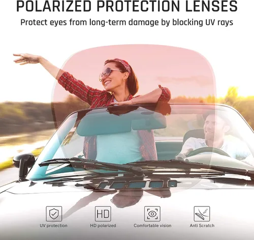 Vista 2 de TOREGE Gafas de sol para mujer, gafas de sol cuadradas de gran tamaño, gafas de sol polarizadas de moda para mujer TR-C8