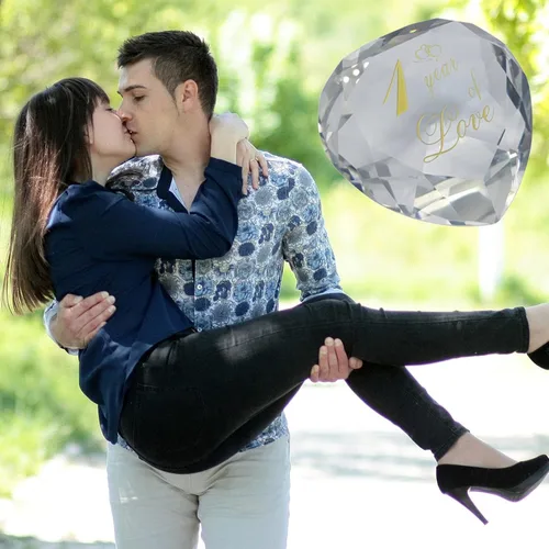 Vista 6 de Regalos de cristal de aniversario de 1 año para ella y él, primera boda para marido, esposa, novio o novia, regalo de aniversario de un año