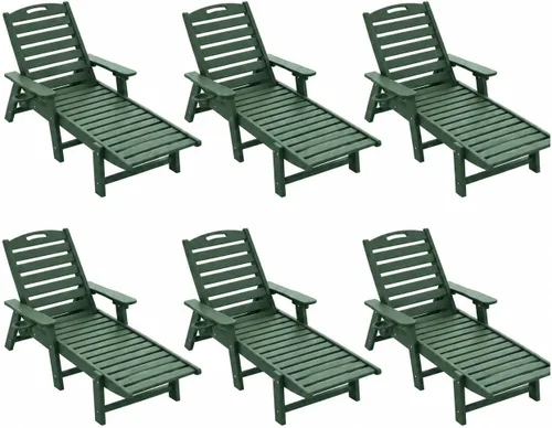 Vista 42 de Tumbona al aire libre, silla de descanso al aire libre con textura de madera, respaldo ajustable de 5 posiciones, silla de salón de polietileno