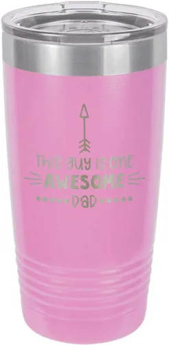 Vista 8 de This Guy Is One Awesome Dad Black Vaso de bebida de 20 oz con pajita Taza de viaje grabada con láser Comparar con Yeti Rambler Idea de regalo