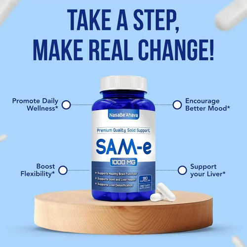 Vista 5 de Suplemento SAM-e extra fuerte El mismo S-adenosil-L-metionina 1000 mg por porción para suplemento de apoyo óseo y estado de ánimo, fabricado