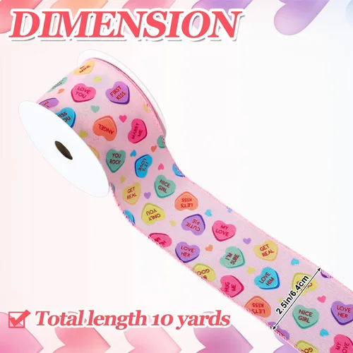 Vista 2 de JarThenaAMCS Cinta con Borde de Alambre para el Día de San Valentín Cinta de Corazón de Conversación Cinta con Alambre de Corazón de Dulce Cinta