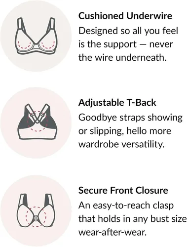 Vista 8 de Glamorise Women's Plus Size Front-Close T-Back Wonderwire Underwire #1246