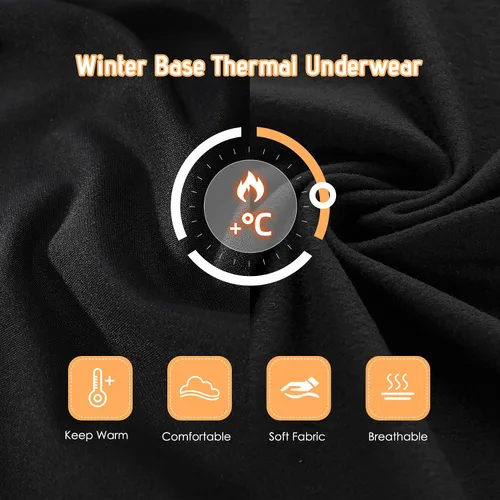 Vista 4 de Zando Conjunto de ropa interior térmica para niños, ropa interior térmica para invierno, pantalones largos cálidos para niños pequeños, ropa