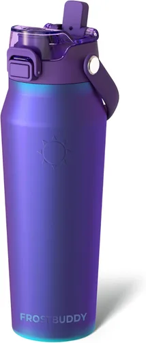 Vista 55 de Frost Buddy botella de agua aislada de 32 onzas con pajilla y tapa para beber Acero inoxidable a prueba de fugas 24 horas de frío Resistente