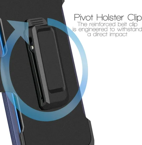 Vista 4 de Funda para Motorola Edge Plus 2022, Moto Edge 30 Pro - Protector de pantalla integrado, funda giratoria con clip para cinturón con soporte (negro)