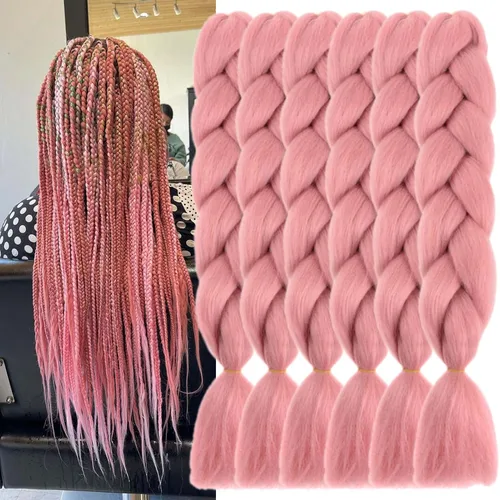 Vista 24 de Beige (613) Cabello trenzado 6 paquetes de extensiones de cabello sintético de 24 pulgadas, extensiones de cabello trenzado Jumbo Ombre trenzado
