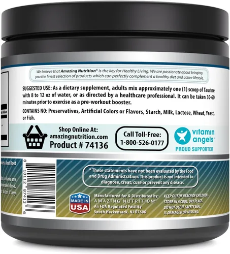 Vista 3 de Amazing Formulas - Suplemento en polvo de taurina de 17.64 oz (1.1 libras), 2000 mg por porción, 111 porciones, sin OMG, sin gluten, fabricado