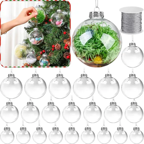 Vista 9 de Wettarn 12 bolas de adornos de Navidad transparentes de 4 pulgadas