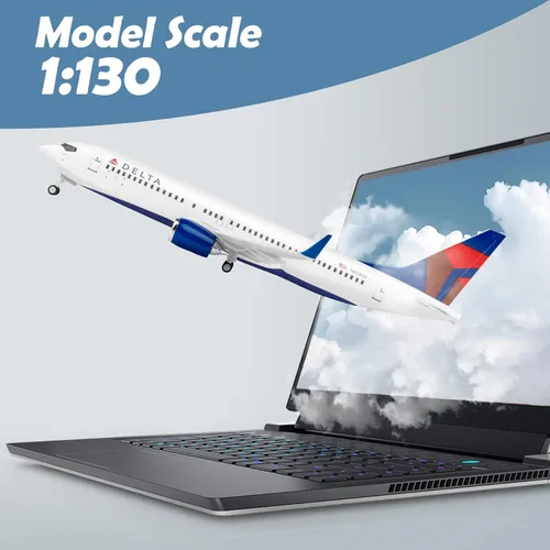 Vista 5 de Joylludan 1:130 Delta Plane Modelo Aleación Diecast Aviones con luz LED