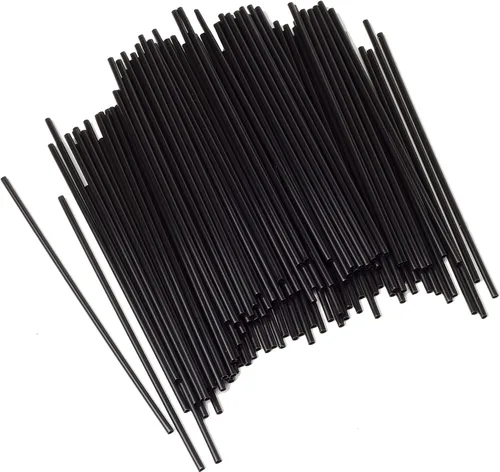 Vista 3 de Mini agitadores de bebidas negros, pajitas de plástico para café y cóctel de 5 pulgadas (500 popotes)