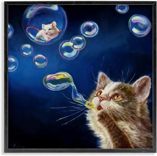 Vista 28 de Stupell Industries Gatos en el cine 3D Giclée enmarcado gris diseño de arte por Lund Roeser Enmarcado en blanco