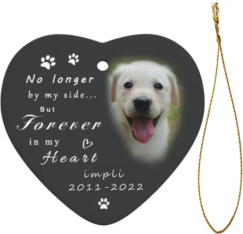 Vista 2 de Regalos conmemorativos personalizados para perros por pérdida de perro, adorno de corazón personalizado para mascotas, recuerdo conmemorativo