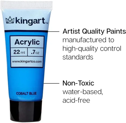 Vista 4 de KINGART PRO Artist Quality - Juego de pintura acrílica de 48 piezas, tubos de 0.74 onzas, juego de 48 colores únicos y altamente pigmentados
