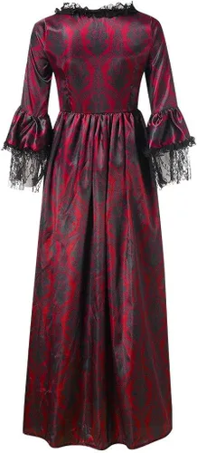 Vista 3 de CZHJS Vestido medieval para mujer, vestido victoriano de encaje de manga larga, vestido retro gótico delgado, vestido de túnica renacentista hasta
