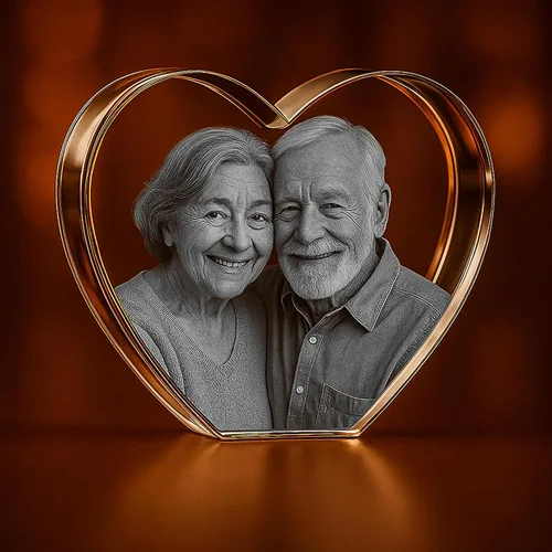 Vista 2 de Corazón de Cristal 3D Personalizado con Foto – Imagen Personalizada Grabada con Láser en Vidrio – Regalo Conmemorativo, de Boda, Aniversario