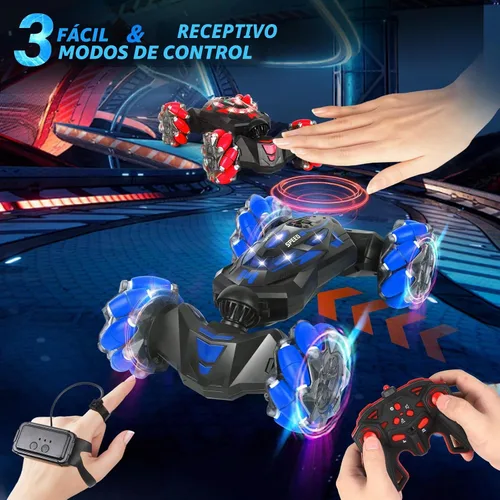 Vista 2 de Auto de acrobacias RC, auto de juguete con control remoto de 2.4 GHz, 4WD, con sensor de gestos, vehículos de doble cara, vehículo todo terreno que