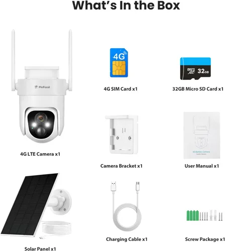 Vista 9 de Cámara de seguridad celular 4G LTE inalámbrica para exteriores, no necesita WiFi, visión nocturna a color 2K, panorámica/inclinación de 360°