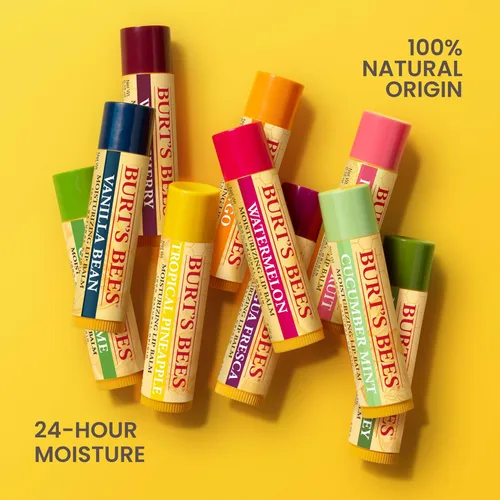 Vista 6 de Burt's Bees - Bálsamo labial hidratante 100% natural, de cera de abejas original con vitamina E y aceite de menta - 4 tubos