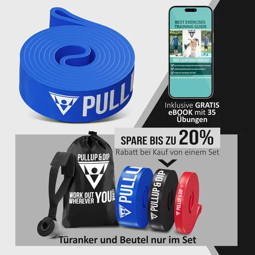 Vista 6 de Pullup & DIP Bandas de Fitness, Bandas de Resistencia con Bolsa, Anclaje de Puerta (con Juegos) y Guía de Ejercicios - Individual y en Conjunto
