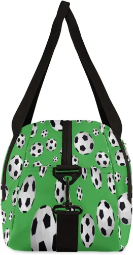 Vista 6 de Bolsa de lona para niños y niñas, adolescentes, impermeable, para gimnasio, deporte, bolsa de baile, Patrón de fútbol de fútbol