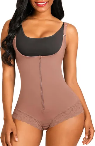 Vista 7 de SHAPERX Fajas colombianas para mujer, fajas moldeadoras posparto, control de abdomen, faja moldeadora de cuerpo, ropa de compresión Beige