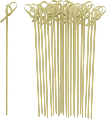 Vista 8 de OGGI Palitos de cóctel de bambú, 50 piezas, palillos de Martini de bambú, brochetas de cóctel de madera reutilizables, palitos de Martini