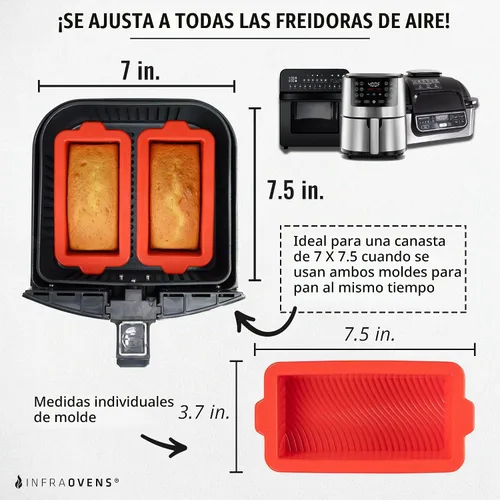 Vista 4 de Moldes de silicona para freidora de aire para hornear pan, sartén antiadherente para pan y pastel, juego de sartenes para freidora de aire de 7.5