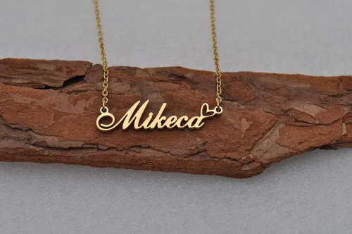 Vista 3 de Collar con nombre personalizado chapado en oro de 18 quilates, joyería personalizada para mujer