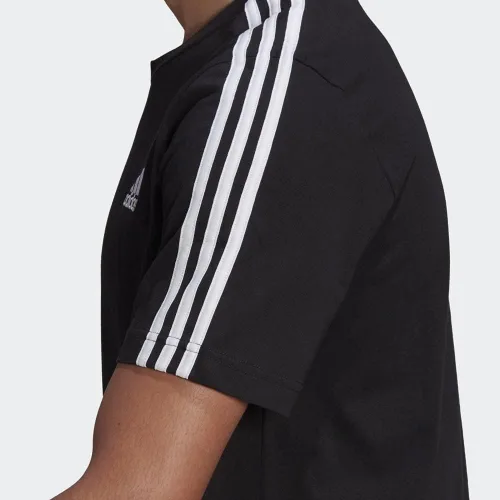 Vista 7 de adidas Camiseta Essentials de 3 rayas para hombre, Negro Blanco