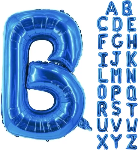 Vista 68 de Globos de letras azules de 40 pulgadas, globo grande del alfabeto de aluminio de Mylar para decoración de cumpleaños, boda, aniversario, graduación