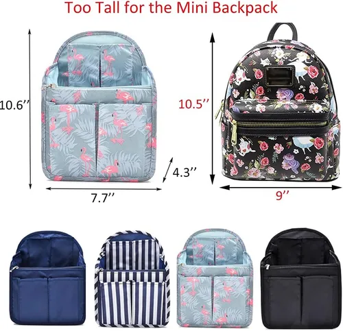 Vista 6 de HOYOFO Organizador de mochila pequeña, negro, 7.7 pulgadas de largo x 4.3 pulgadas de ancho x 10.6 pulgadas de alto, nailon impermeable, se adapta a