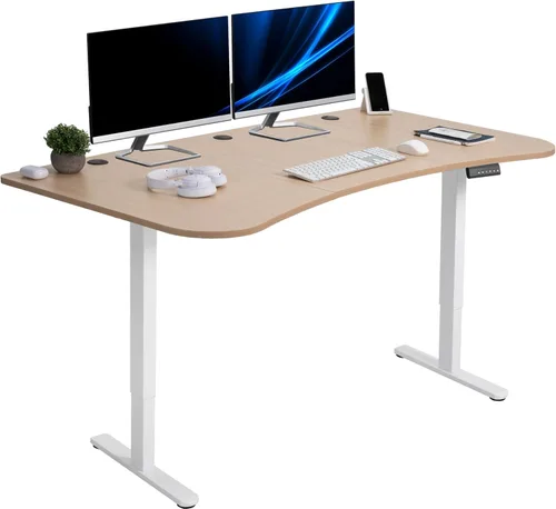 Vista 60 de VIVO DESK-KIT-E2B1B - Escritorio eléctrico de pie con motor doble, ajuste de altura de memoria, serie E2B, marco negro superior negro, DESK-KIT-E2B1B