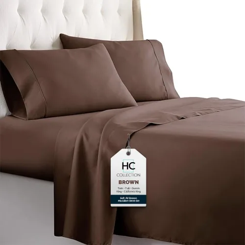 Vista 19 de HC COLLECTION Juego de sábanas para cama individual con 1 funda de almohada, sábanas de microfibra cepillada de 1800 hilos de lujo hotelero Serie