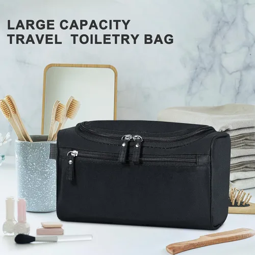 Vista 7 de Neceser colgante para mujeres y hombres, maquillaje de viaje, gran capacidad, kit de Dopp portátil, bolsa organizadora de almacenamiento con gancho